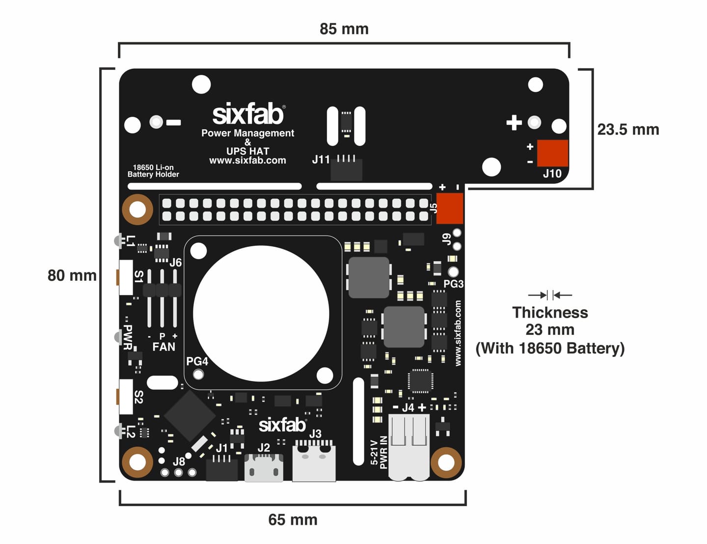 power management and ups hat Dimension